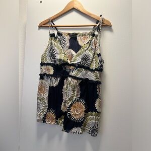 BCBGMaxAzria Sleeveless/Tank Top Blouse 100% Cotton Abstract Floral, Size Medium